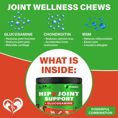 Dog Hip & Joint Chews Arthritis Pain Relief Glucosamine Chondroitin MSM & Turmeric