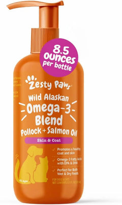 Zesty Paws Wild Alaskan Omega-3 Oil 8.5 oz – Skin & Coat Support for Pets
